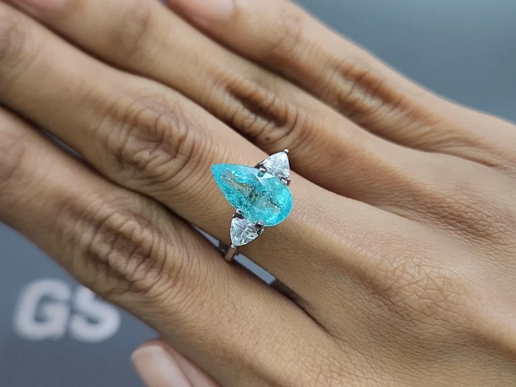 Neon blue Paraiba tourmaline pear cut 3.38 carats, Mozambique Image №5