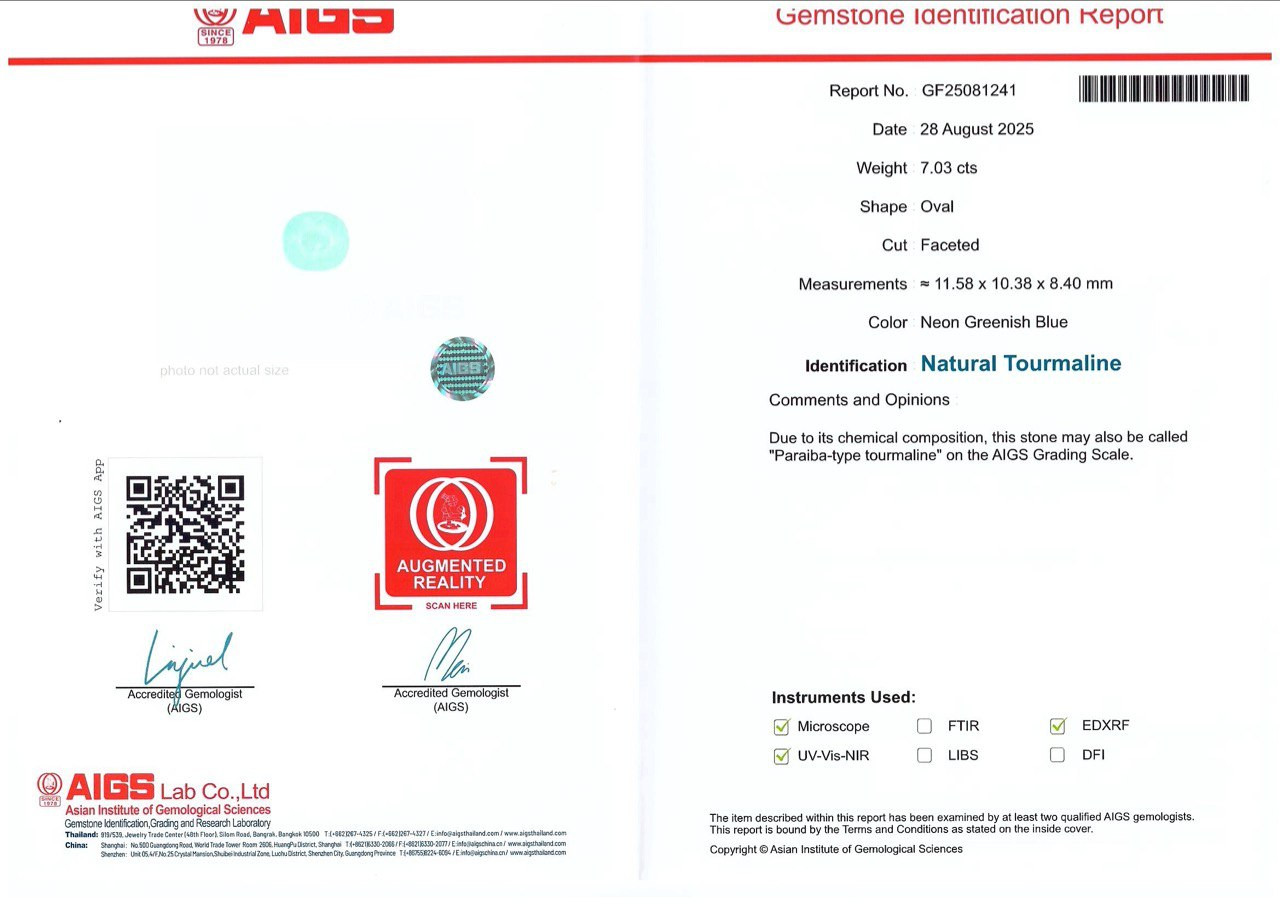 Neon blue Paraiba tourmaline in oval cut 7.03 carats, Africa Image №6