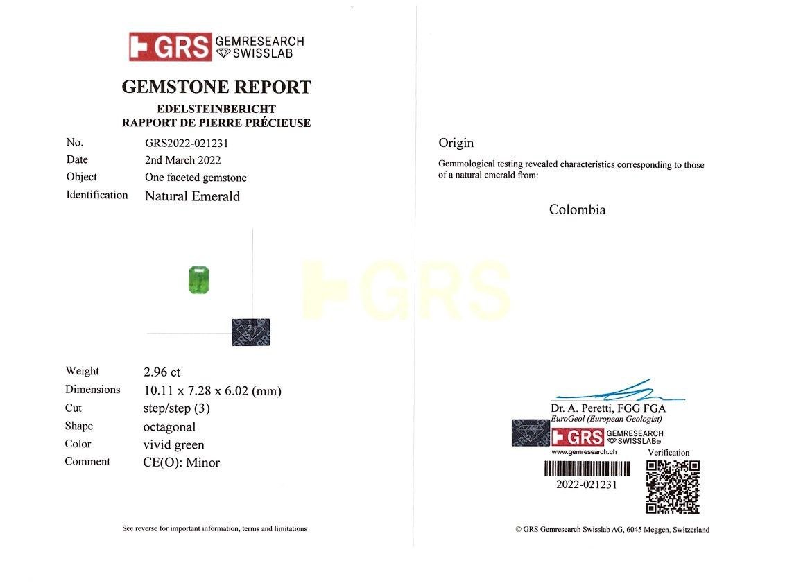 Colombian vivid green emerald 2.96 ct, GRS Minor Image №5