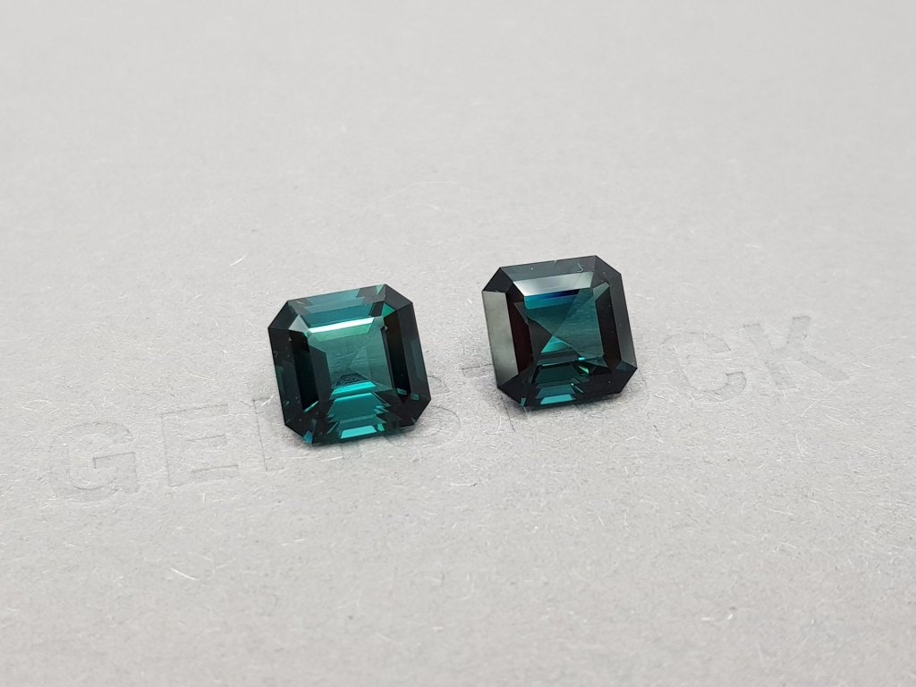 Pair of Asscher cut indigolite tourmalines 6.91 ct Image №2