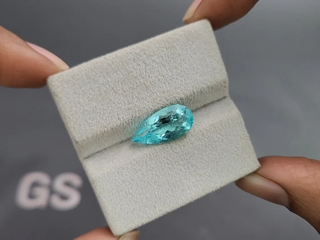 Neon blue Paraiba tourmaline pear cut 4.40 carats, Mozambique Image №4