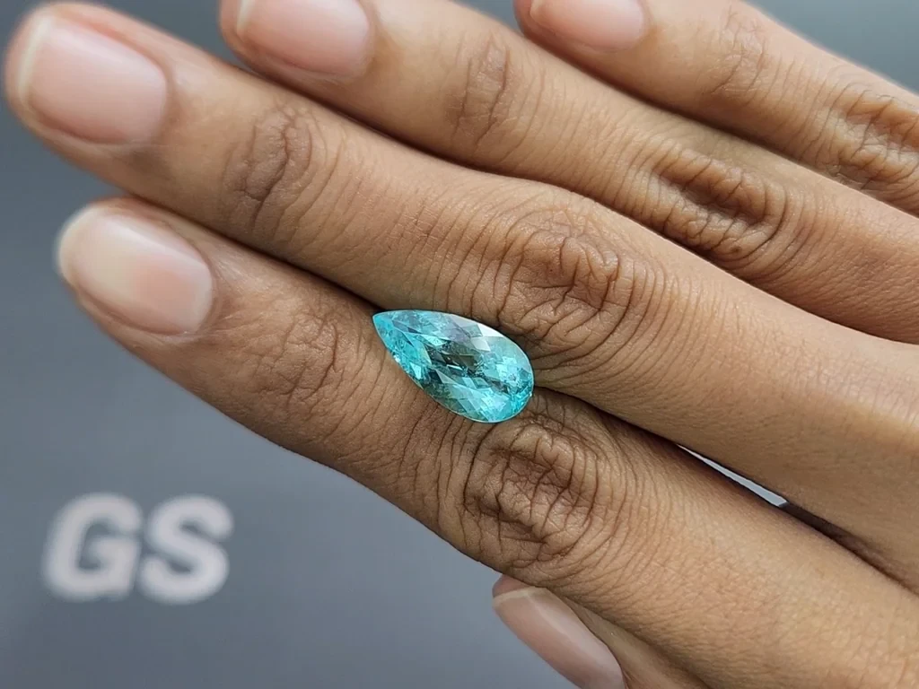 Neon blue Paraiba tourmaline pear cut 4.40 carats, Mozambique Image №2