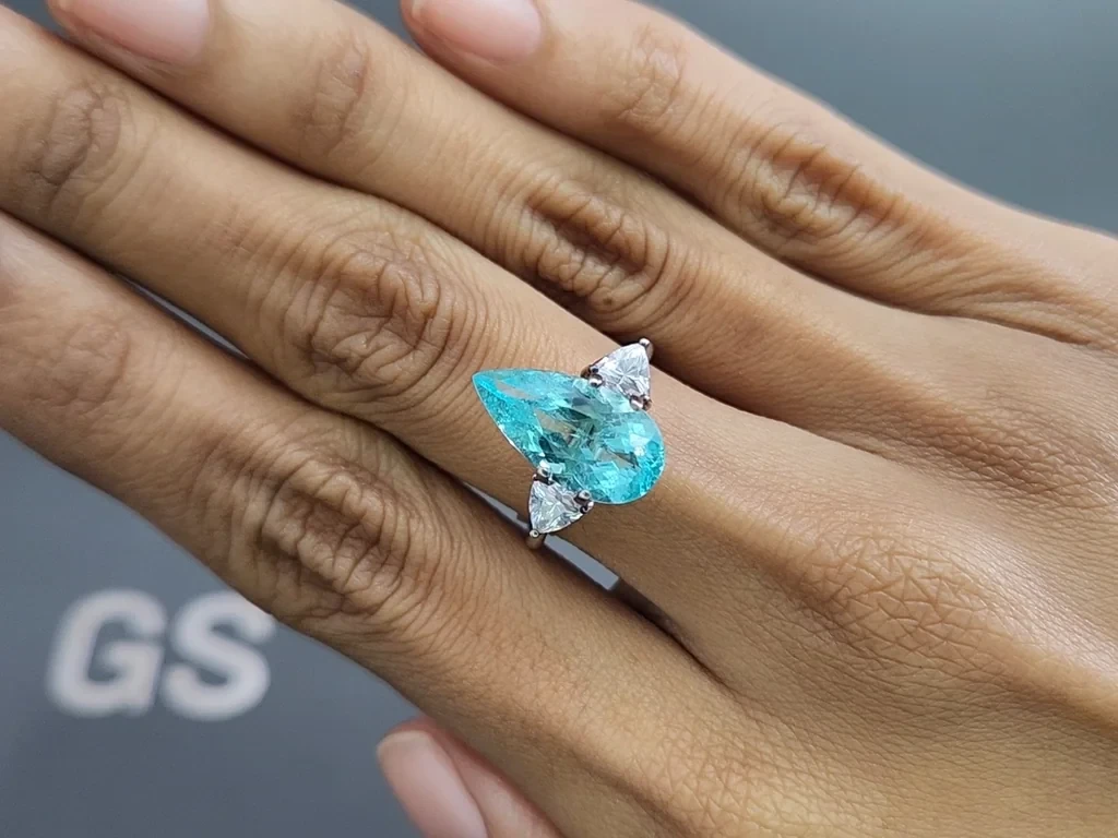 Neon blue Paraiba tourmaline pear cut 4.40 carats, Mozambique Image №5