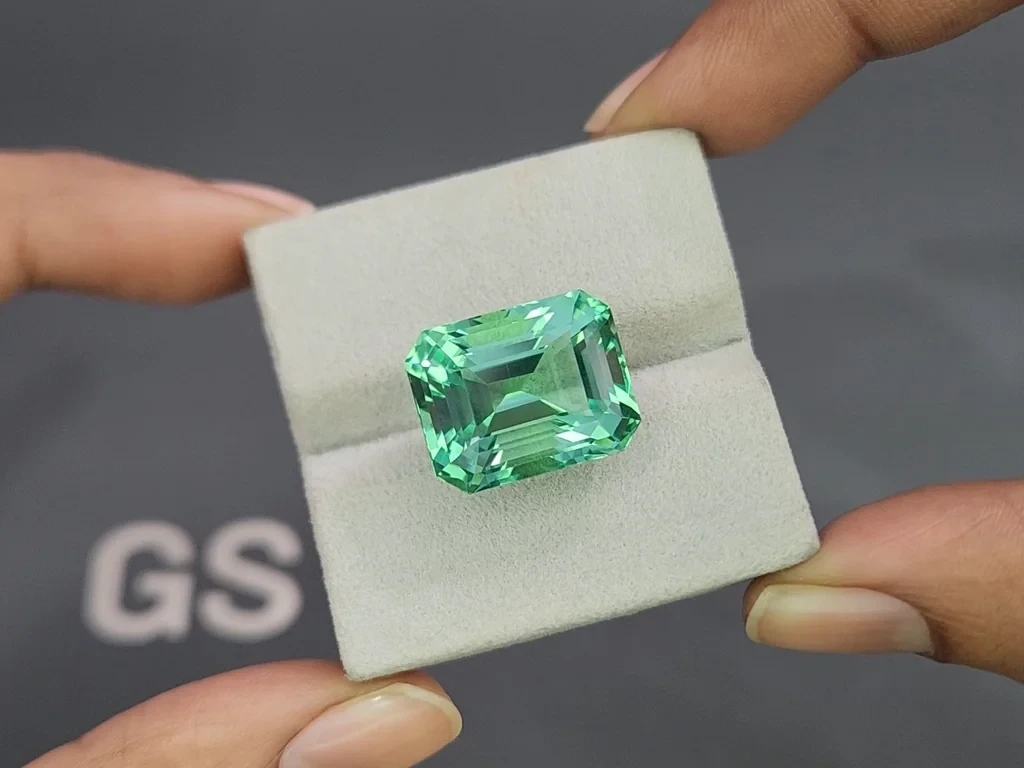 Unique Lagoon green beryl in octagon cut 22.34 carats, Nigeria Image №4
