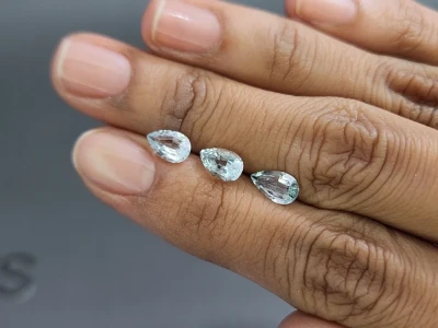 Set of aquamarines in pear cut 2.10 carats, Madagascar photo