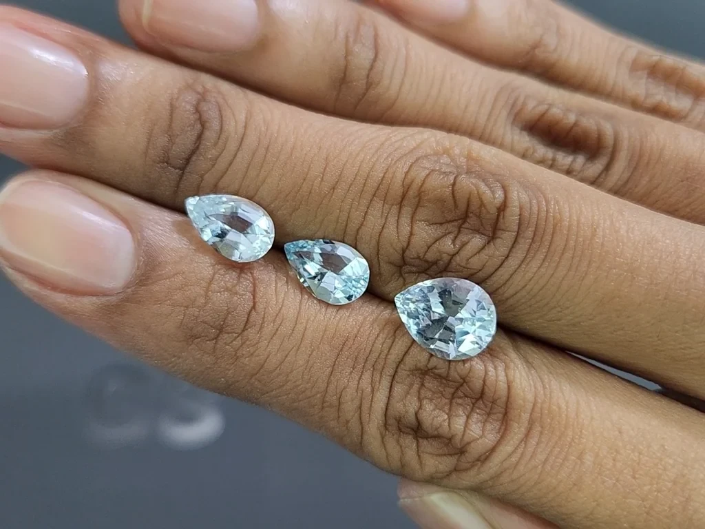 Set of aquamarines pear cut 4.27 carats, Madagascar Image №2