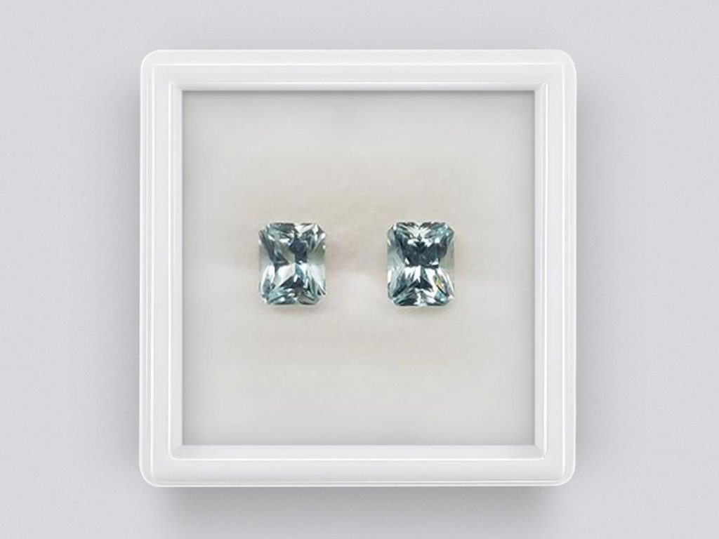 Pair of radiant cut aquamarines from Africa 2.32 carats Image №1