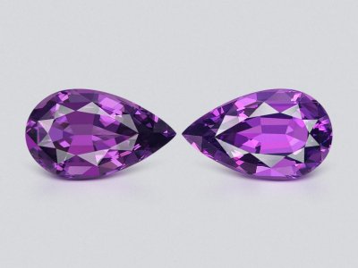 Pair of pear cut amethysts 22.25 carats photo