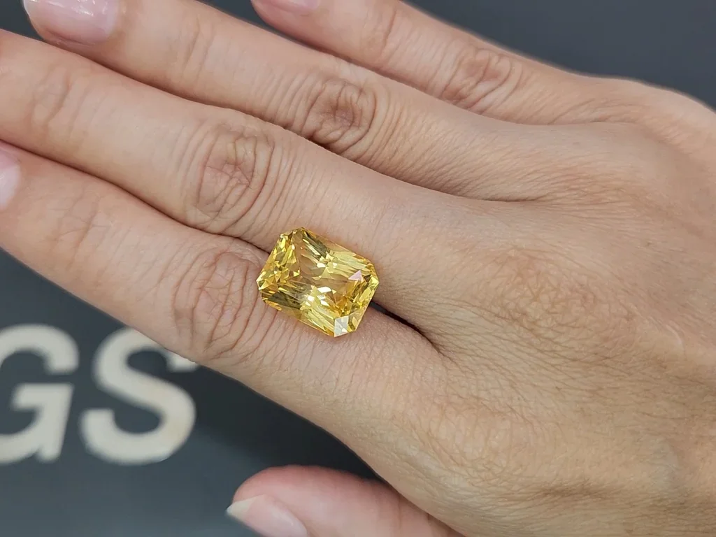 Unheated large Golden Yellow sapphire in radiant cut 13.12 carats, Sri Lanka Image №2