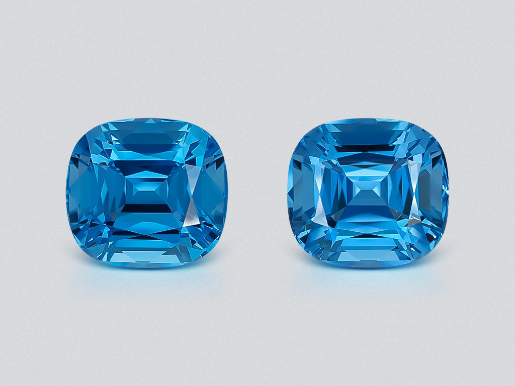 Pair of topaz Swiss Blue cushion cut 26.44 carats, Brazil Image №1