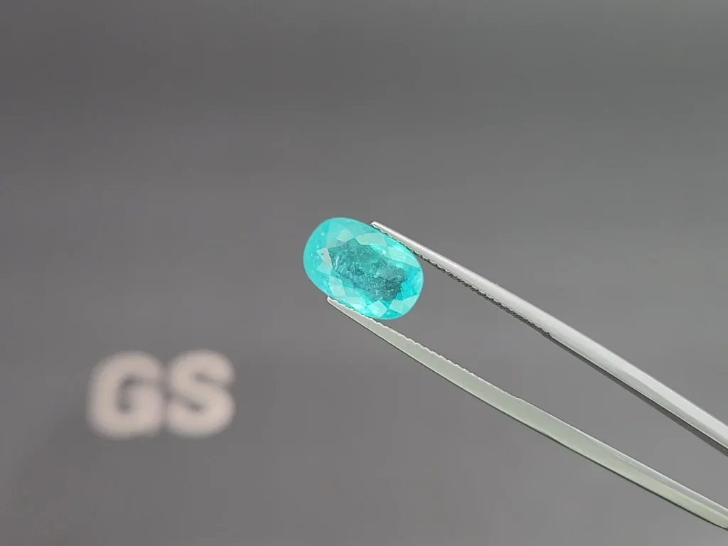Neon blue Paraiba tourmaline in cushion cut 3.53 carats, Mozambique Image №3