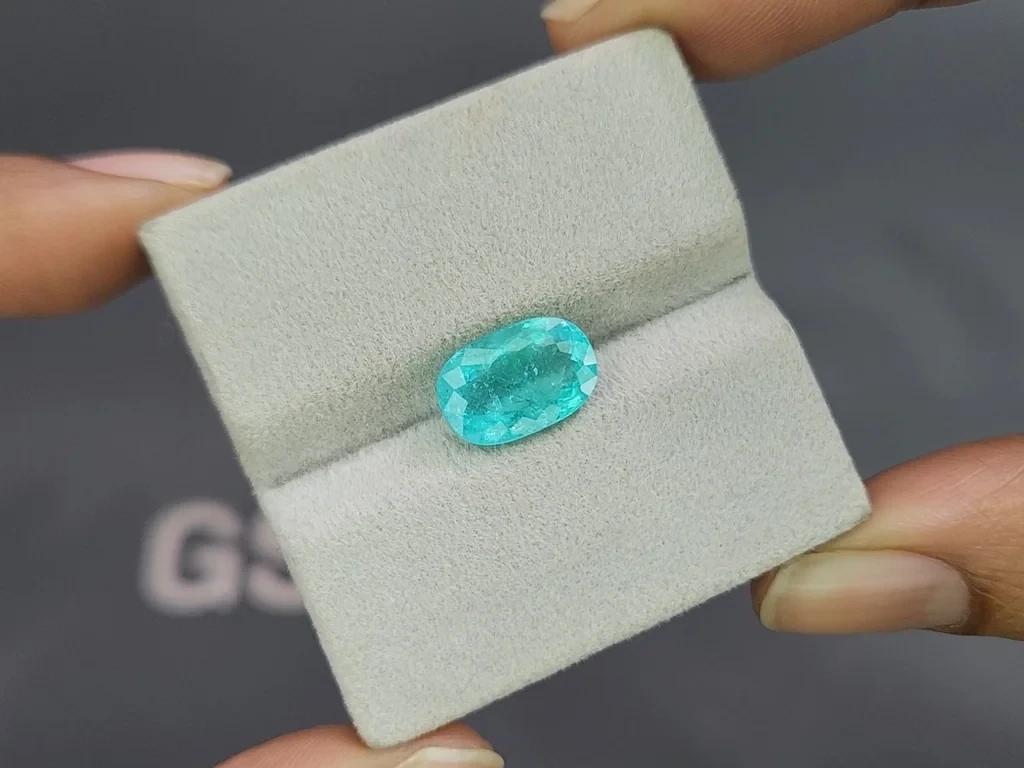 Neon blue Paraiba tourmaline in cushion cut 3.53 carats, Mozambique Image №4