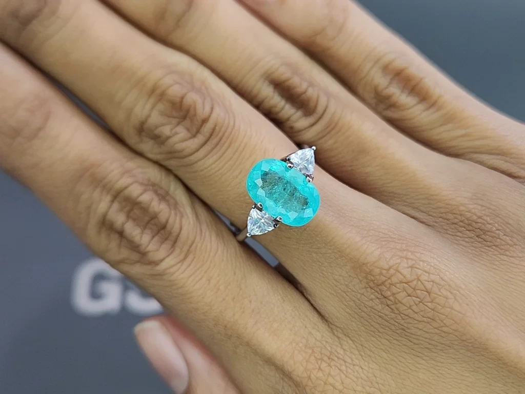 Neon blue Paraiba tourmaline in cushion cut 3.53 carats, Mozambique Image №5