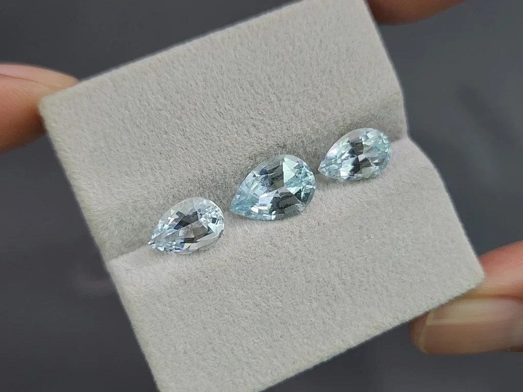 Set of aquamarines pear cut 4.85 carats, Madagascar Image №5