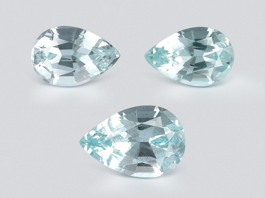 Set of aquamarines pear cut 4.85 carats, Madagascar Image №1