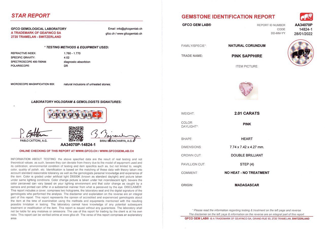 Heart cut unheated pink sapphire 2.01 ct, Madagascar Image №5