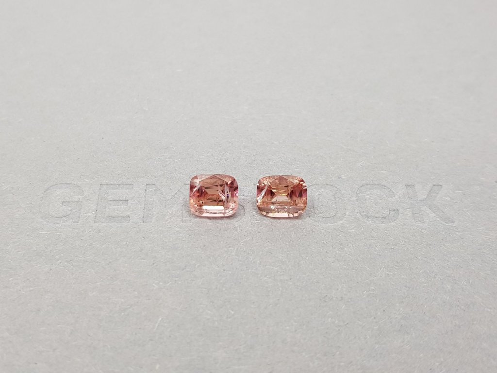 Pair of orange cushion cut tourmalines 1.58 ct Image №2