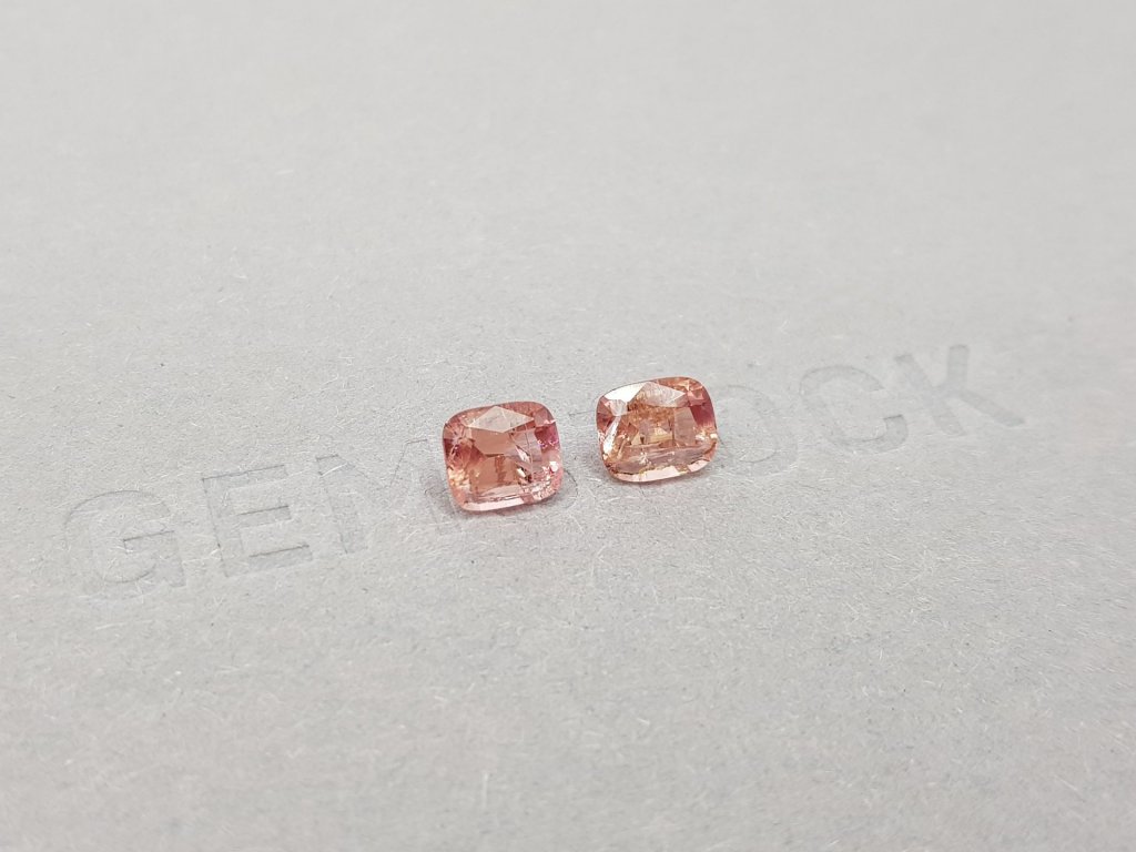 Pair of orange cushion cut tourmalines 1.58 ct Image №3