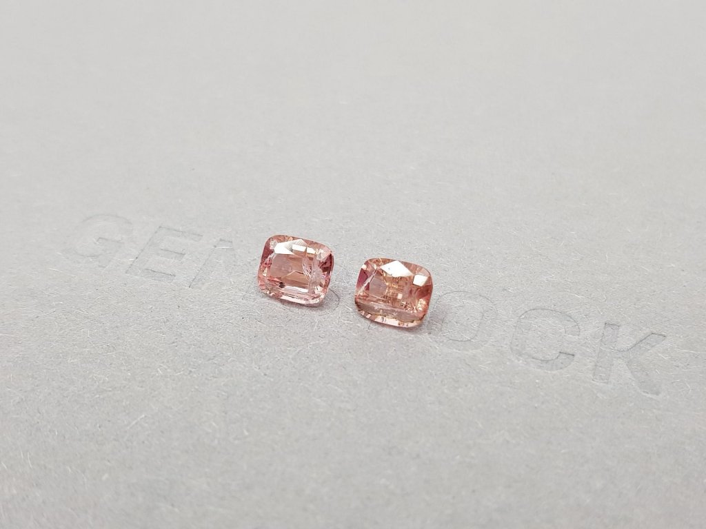Pair of orange cushion cut tourmalines 1.58 ct Image №4