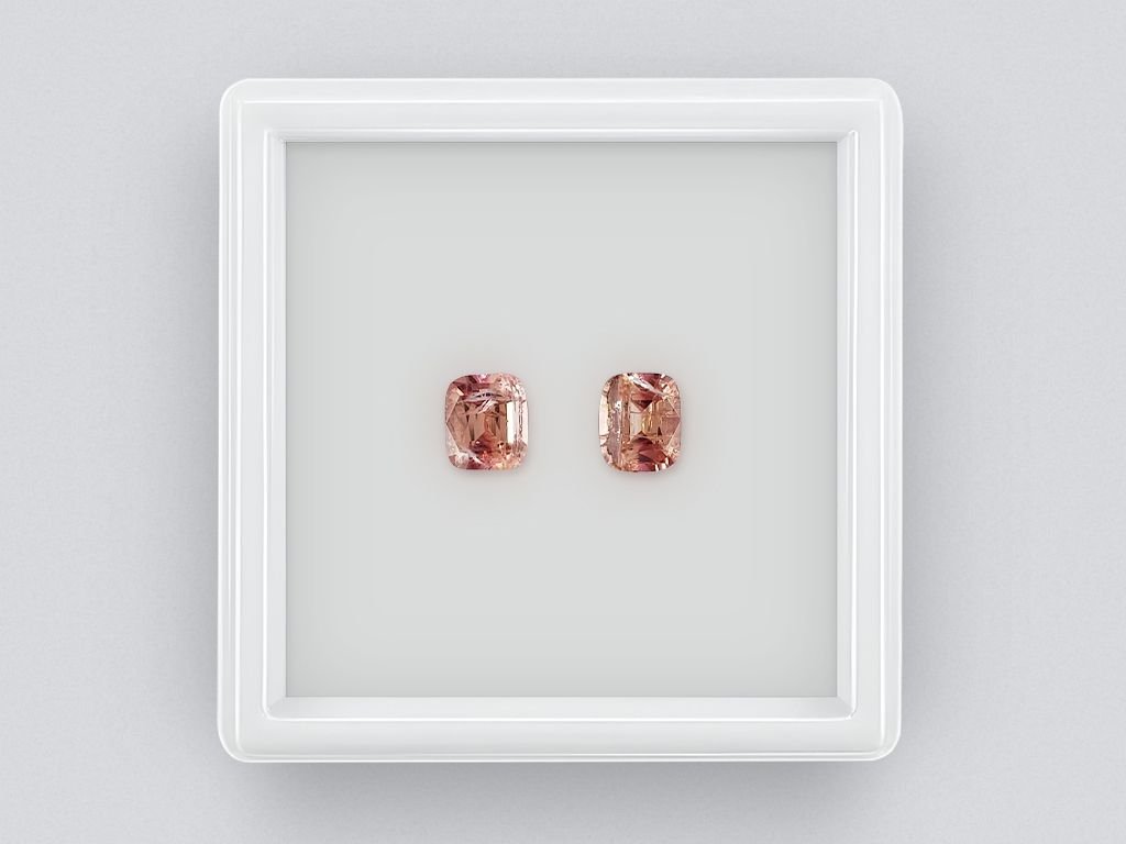 Pair of orange cushion cut tourmalines 1.58 ct Image №1