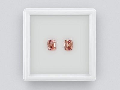 Pair of orange cushion cut tourmalines 1.58 ct photo