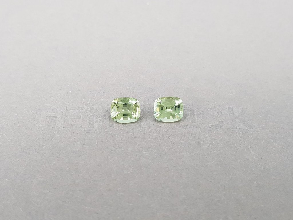 Pair of rare cushion-cut green beryls 1.87 ct, Burma Image №2