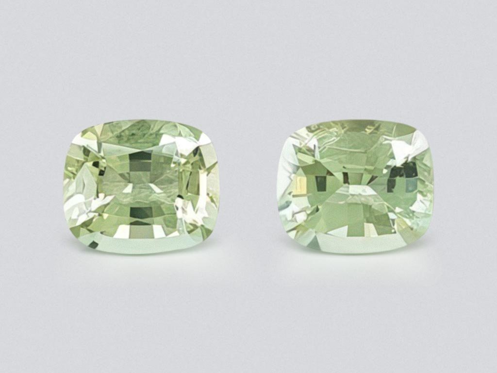 Pair of rare cushion-cut green beryls 1.87 ct, Burma Image №1