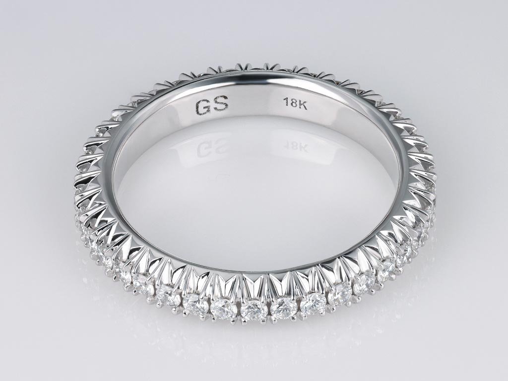 Ring with diamonds in 18K white gold Image №2