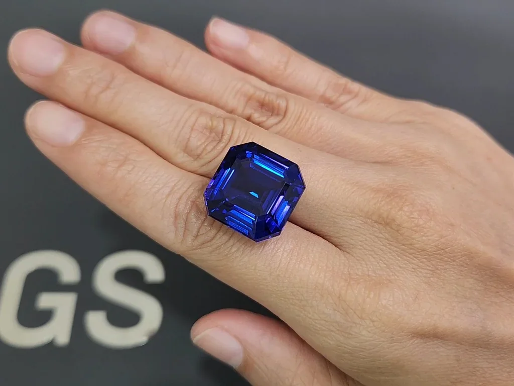Large Royal Blue color tanzanite in asscher cut  34.86 carats, Tanzania Image №2