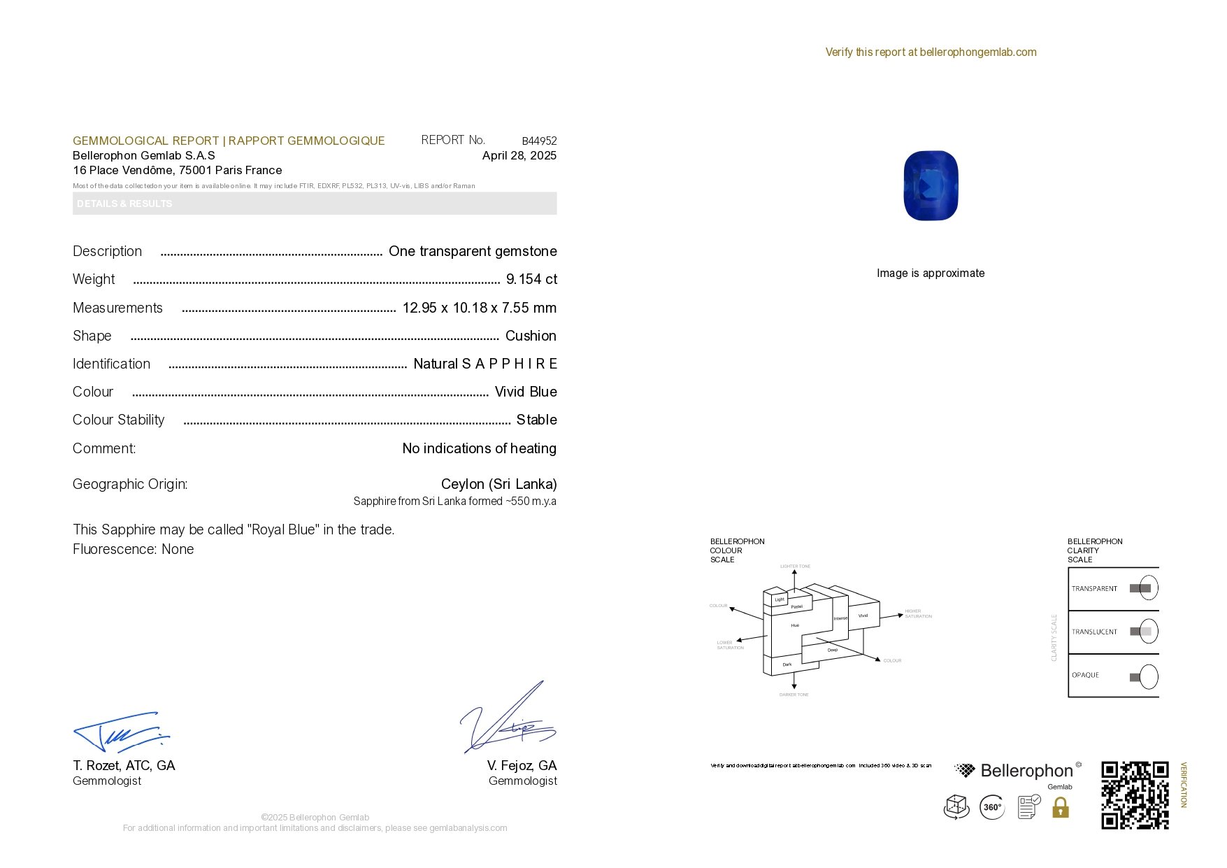 Unheated top quality Royal Blue sapphire in cushion cut 9.15 carats, Sri Lanka Image №6