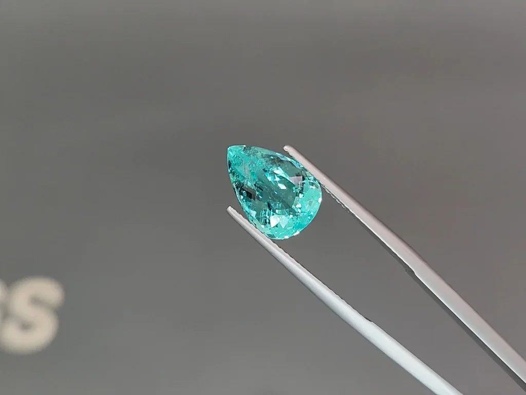 Neon green tourmaline Paraiba pear cut 4.37 carats, Africa Image №3