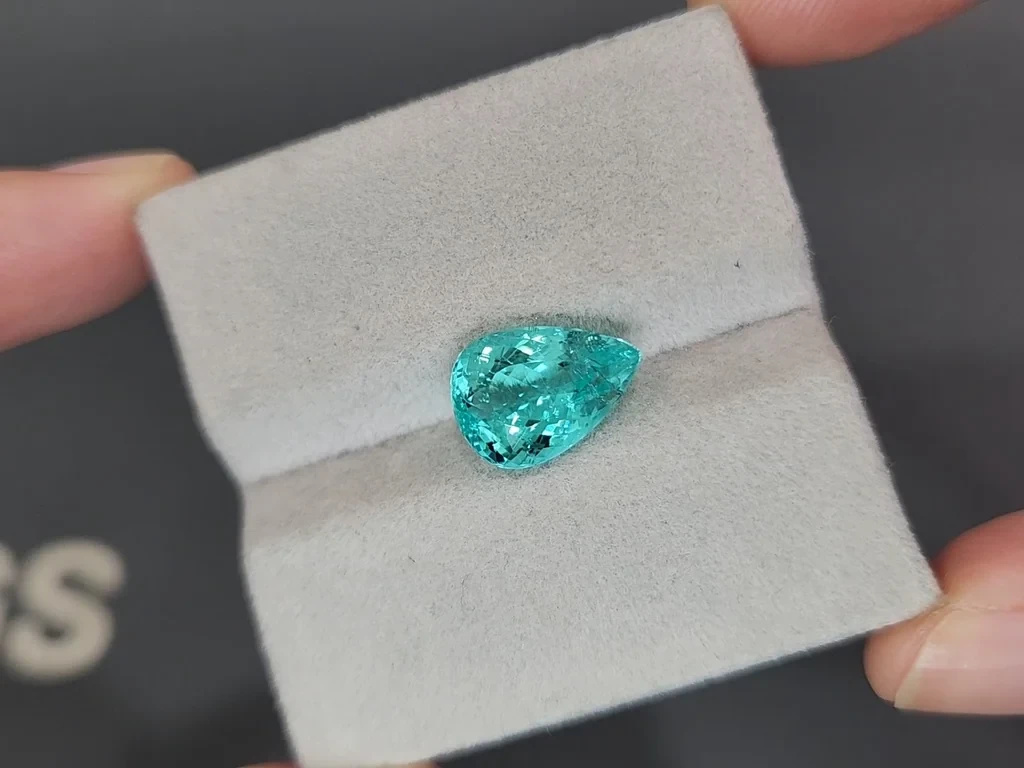 Neon green tourmaline Paraiba pear cut 4.37 carats, Africa Image №4