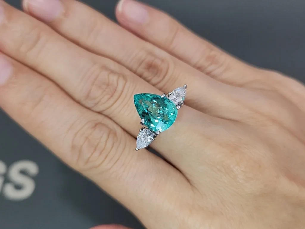 Neon green tourmaline Paraiba pear cut 4.37 carats, Africa Image №5