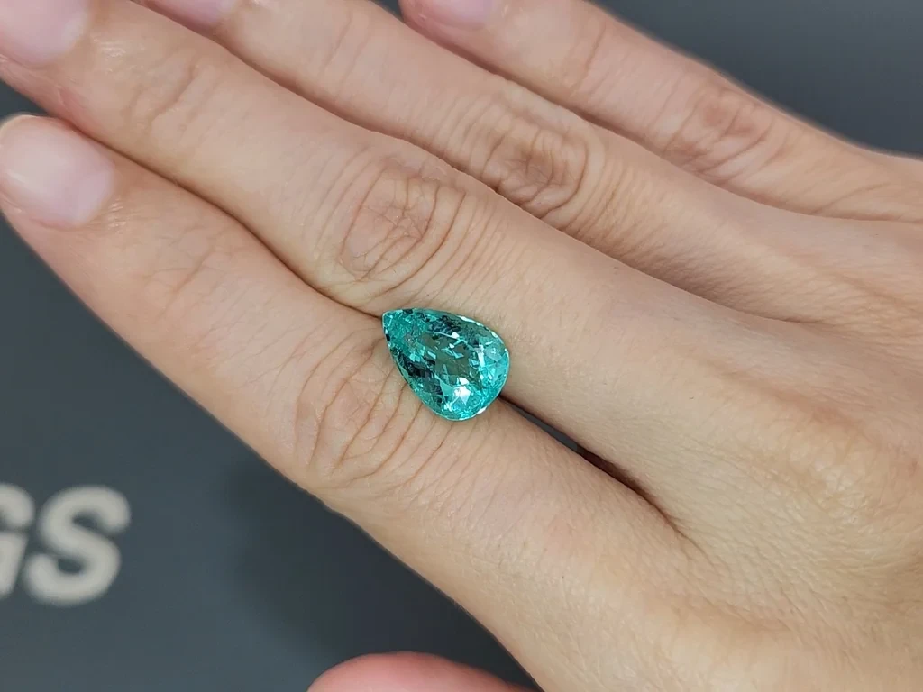 Neon green tourmaline Paraiba pear cut 4.37 carats, Africa Image №2