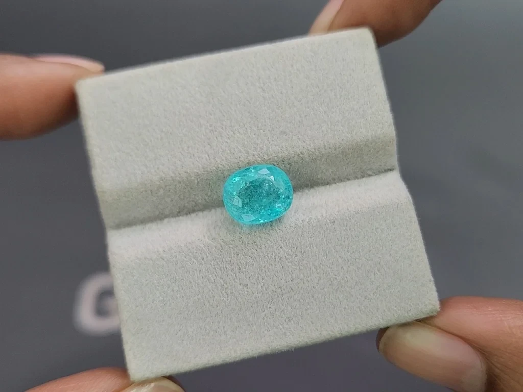 Neon blue Paraiba tourmaline cushion cut 3.30 carats, Mozambique Image №4