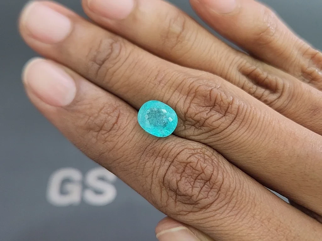 Neon blue Paraiba tourmaline cushion cut 3.30 carats, Mozambique Image №2