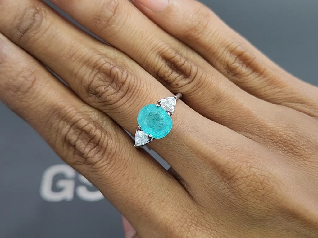 Neon blue Paraiba tourmaline cushion cut 3.30 carats, Mozambique Image №5