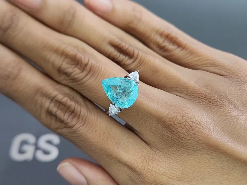 Neon blue Paraiba tourmaline pear cut 5.12 carats, Mozambique Image №5