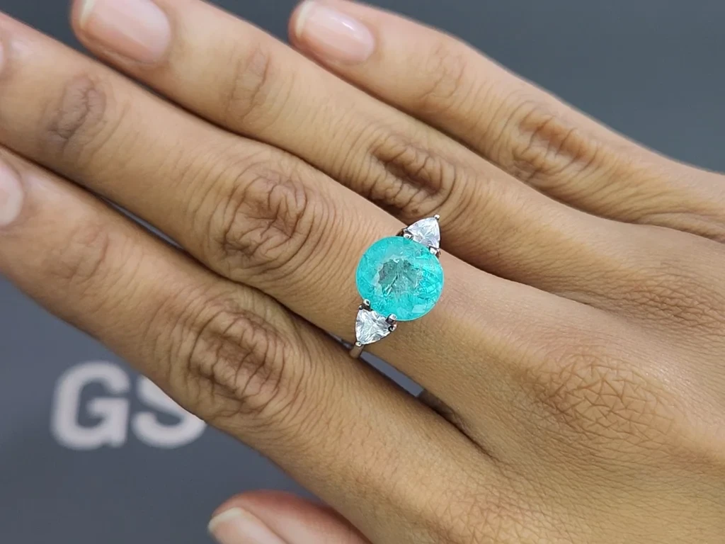 Neon blue Paraiba tourmaline in oval cut 4.49 carats, Mozambique Image №5