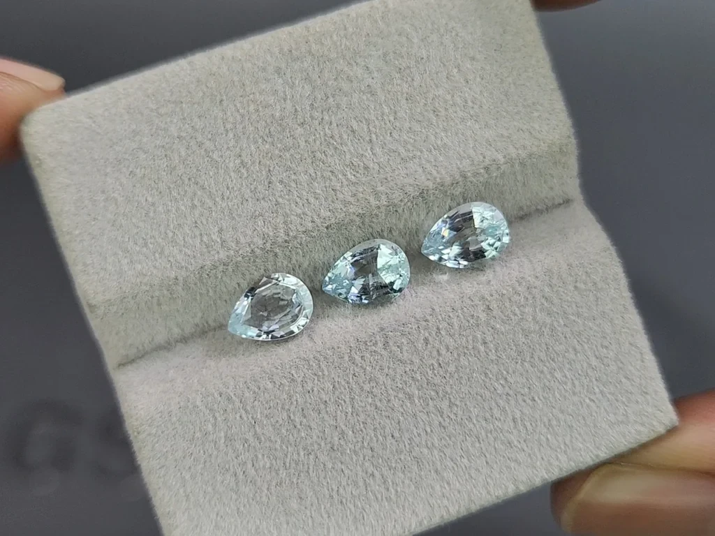 Set of aquamarines in pear cut 1.97 carats, Madagascar Image №5