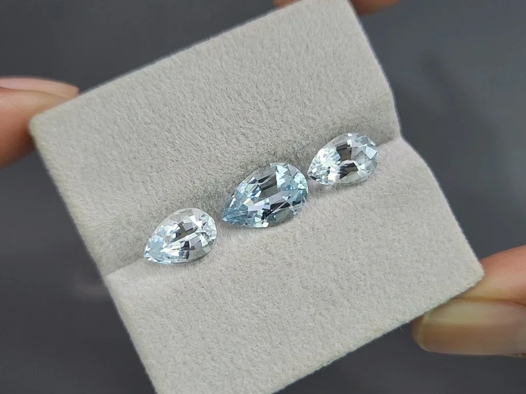 Set of aquamarines pear cut 4.76 carats, Madagascar Image №5
