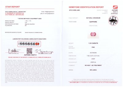 Certificate Natural pink sapphire 1.33 ct  ring in 18K white gold