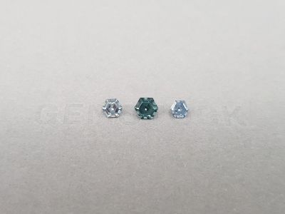 Set of bluish-steel spinel hexagon cut 1.37 ct, Burma photo