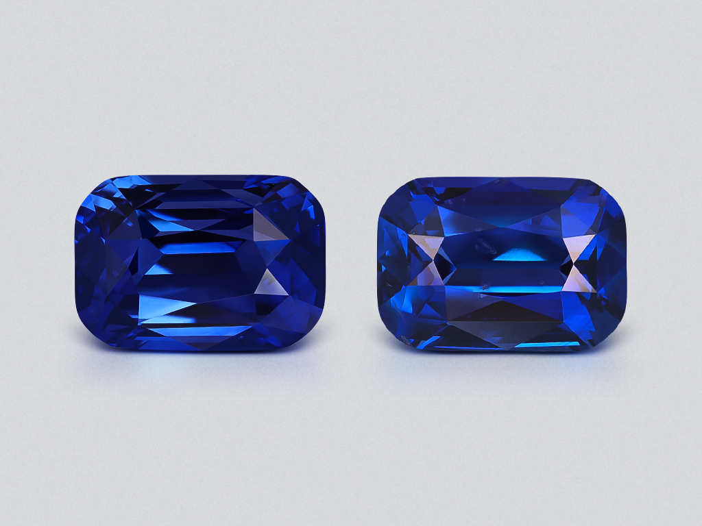 Pair of sapphires Royal Blue cushion cut 5.40 carats, Sri Lanka Image №1