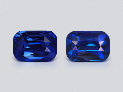 Pair of sapphires Royal Blue cushion cut 5.40 carats, Sri Lanka photo