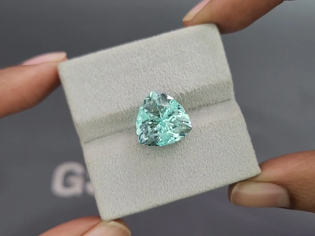 Green Paraiba tourmaline trillion cut 8.51 carats, Mozambique Image №4