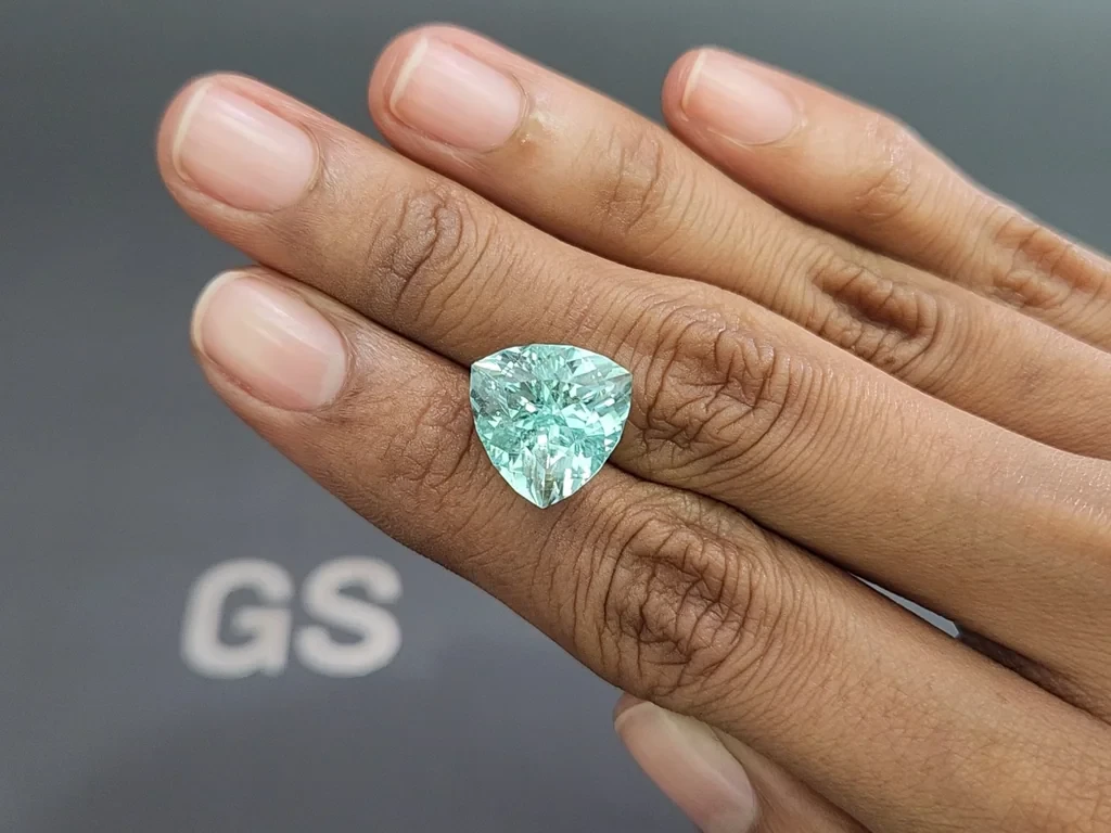 Green Paraiba tourmaline trillion cut 8.51 carats, Mozambique Image №2