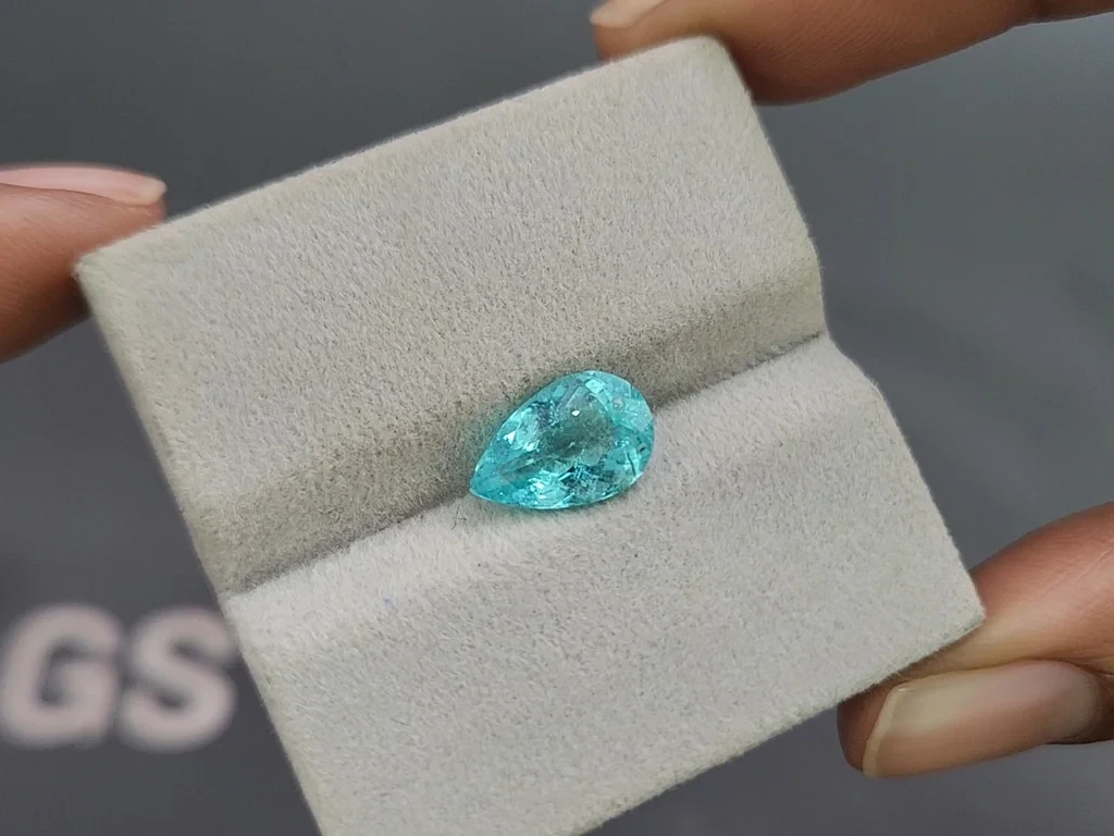 Neon blue Paraiba tourmaline pear cut 2.52 carats, Mozambique Image №4