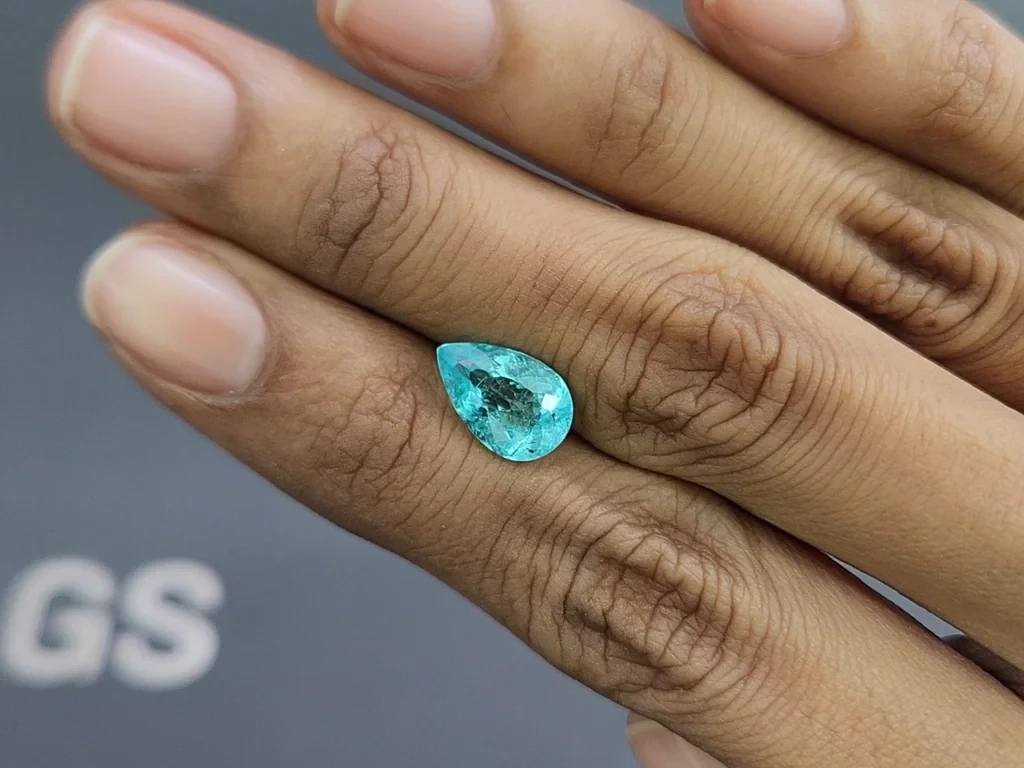 Neon blue Paraiba tourmaline pear cut 2.52 carats, Mozambique Image №2