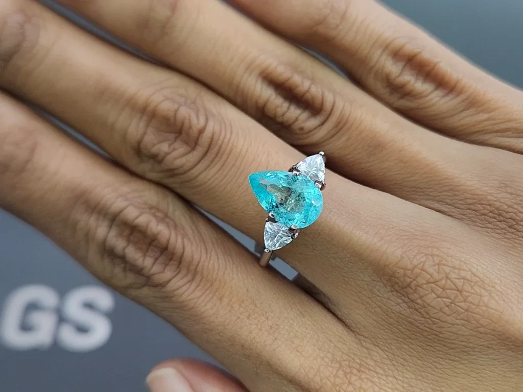 Neon blue Paraiba tourmaline pear cut 2.52 carats, Mozambique Image №5